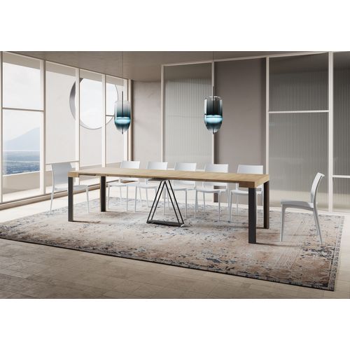 Console Extensible 90x40/300 Cm Tarax Chêne Nature Cadre Anthracite