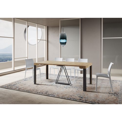Console Extensible 90x40/300 Cm Tarax Chêne Nature Cadre Anthracite