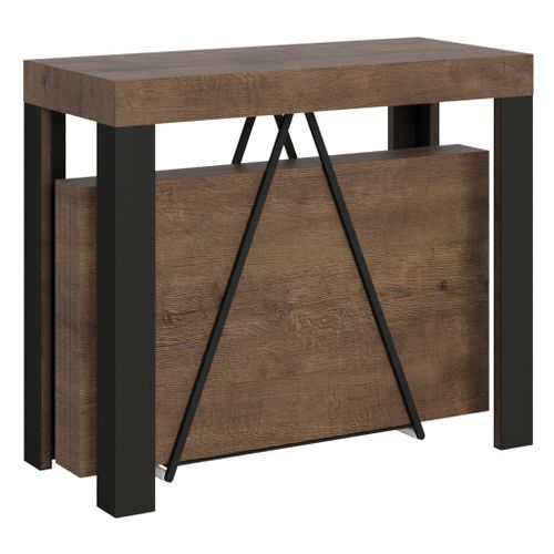 Console Extensible 90x40/300 Cm Tarax Noyer Cadre Anthracite