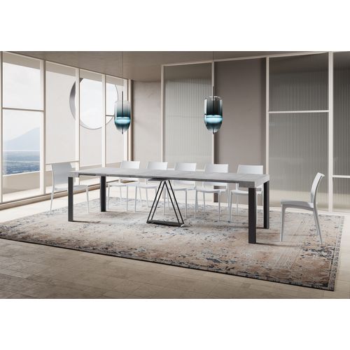Console Extensible 90x40/300 Cm Tarax Gris Béton Cadre Anthracite