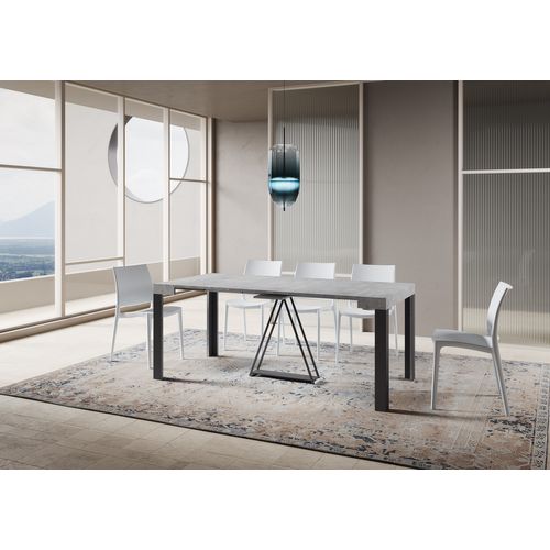 Console Extensible 90x40/300 Cm Tarax Gris Béton Cadre Anthracite