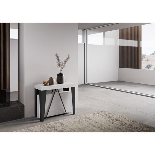 Console Extensible 90x40/196 Cm Algo Small Frêne Blanc Cadre Anthracite