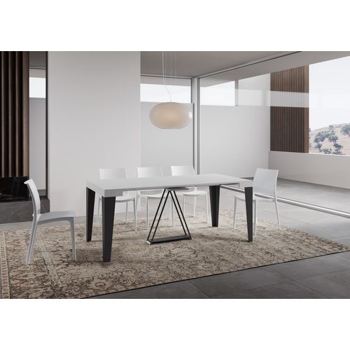 Console Extensible 90x40/196 Cm Algo Small Frêne Blanc Cadre Anthracite