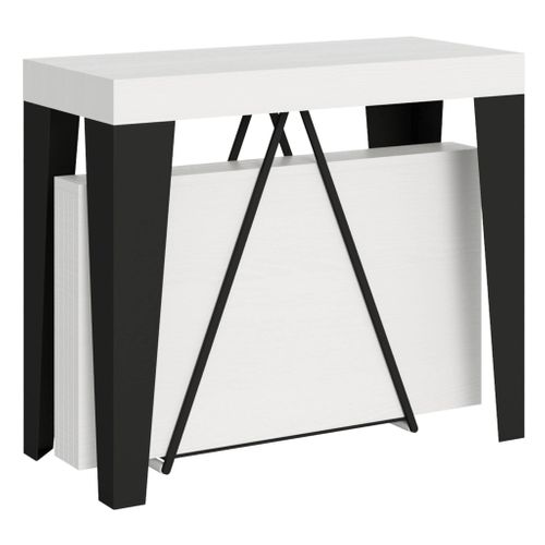 Console Extensible 90x40/196 Cm Algo Small Frêne Blanc Cadre Anthracite