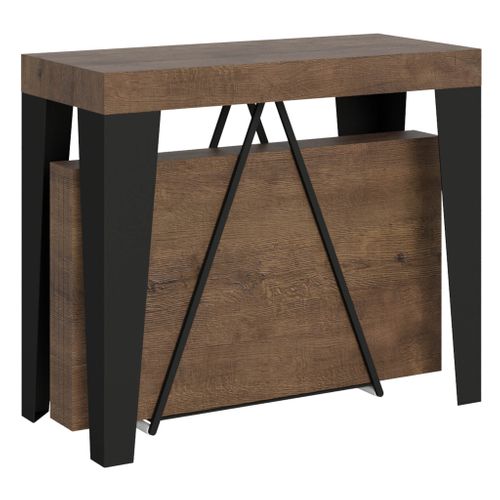 Console Extensible 90x40/196 Cm Algo Small Noyer Cadre Anthracite