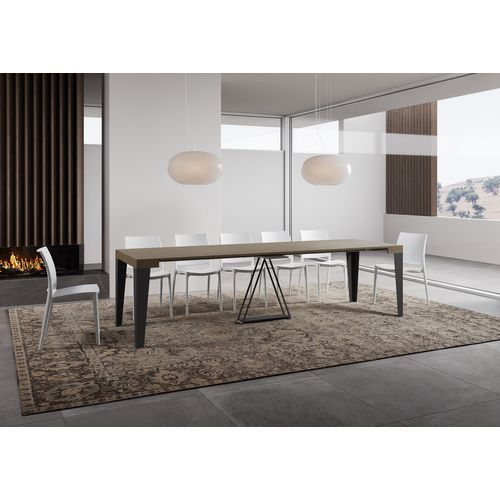 Console Extensible 90x40/300 Cm Algo Taupe Cadre Anthracite