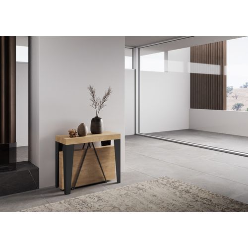 Console Extensible 90x40/300 Cm Algo Chêne Nature Cadre Anthracite