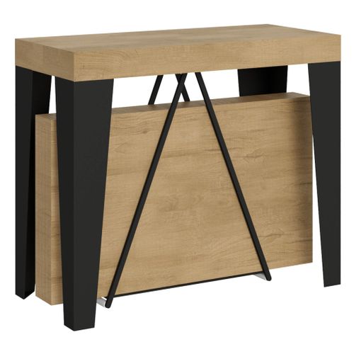 Console Extensible 90x40/300 Cm Algo Chêne Nature Cadre Anthracite