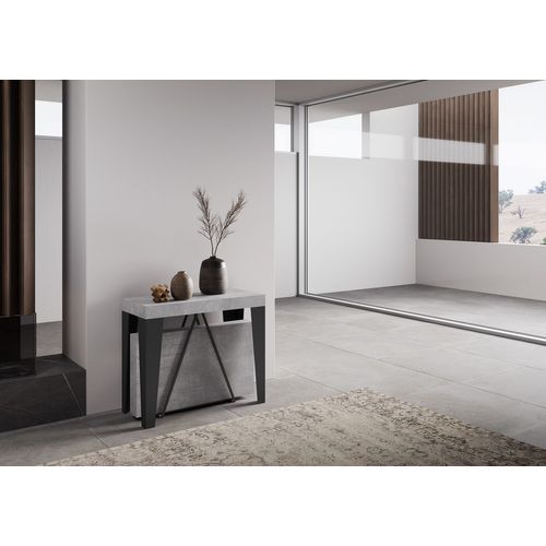 Console Extensible 90x40/300 Cm Algo Gris Béton Cadre Anthracite