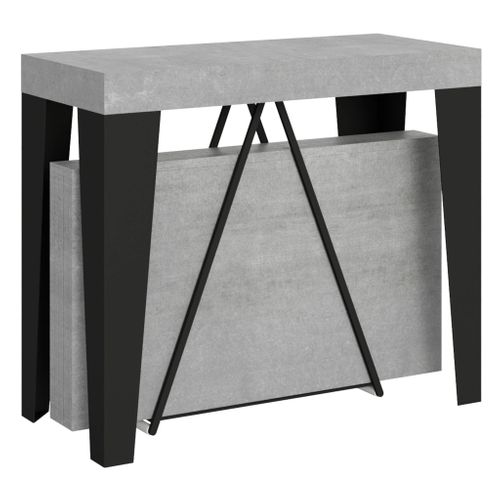 Console Extensible 90x40/300 Cm Algo Gris Béton Cadre Anthracite