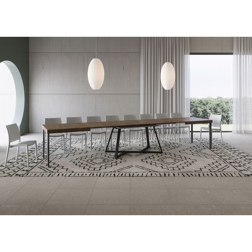 Table Extensible 90x200/460 Cm Booster Noyer Pieds Anthracite