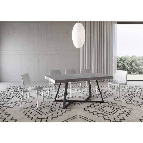 Table Extensible 90x200/460 Cm Booster Gris Béton Pieds Anthracite