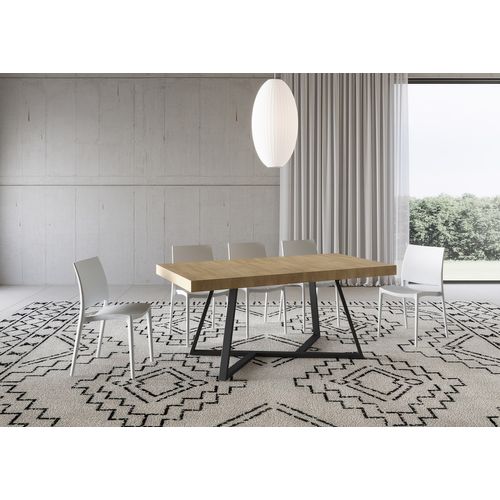 Table Extensible 90x200/304 Cm Booster Chêne Nature Pieds Anthracite