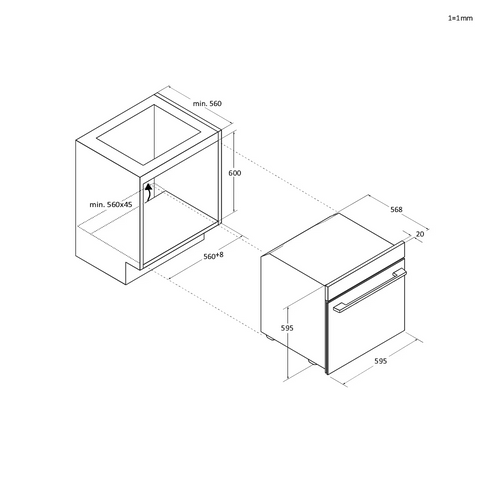 Four Intégrable 78l 60cm Pyrolyse Inox/noir - Ro6h3b3ytx