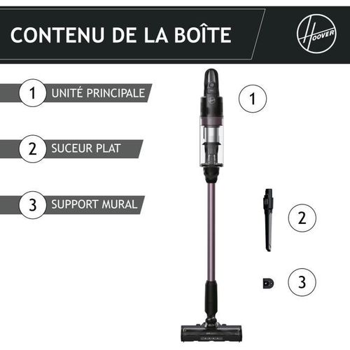 Aspirateur Balai Sans Fil -  Hf1p10h - 40 Aw - Ecran LED - Noir / Pastel Violet