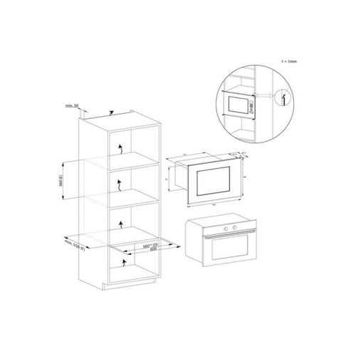 Micro-ondes Gril Encastrable 25l 850w Noir - Ro38fl7n25lwb