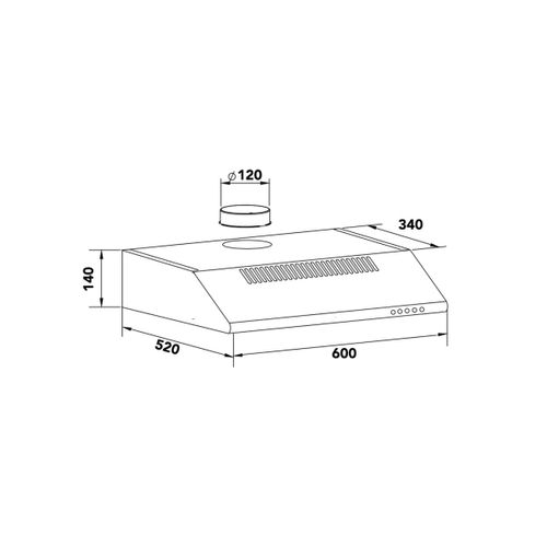 Hotte Visière 60cm 322m3/h Blanc - Ghc632wh