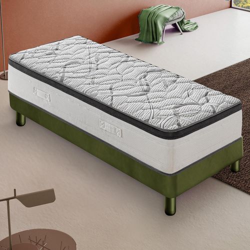 Matelas Mousse  90x190 Cm Deluxe - Epaisseur 25 Cm - Réversible - Côté Été/hiver