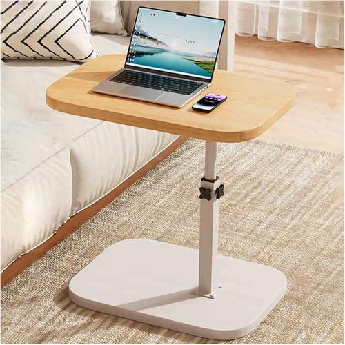 Table D’appoint Réglable 45–80 Cm En Bois Et Métal, Petite Table De Canapé Ou Chevet, Salon Chambre