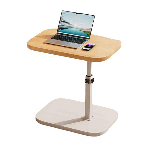 Table D’appoint Réglable 45–80 Cm En Bois Et Métal, Petite Table De Canapé Ou Chevet, Salon Chambre