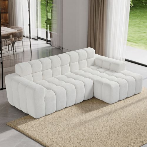 Canapé angle fixe Moderne 3 Places 250 X 150 X 85 Cm, Sans Installation, Tissu, Beige