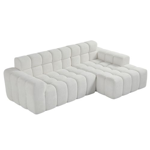 Canapé angle fixe Moderne 3 Places 250 X 150 X 85 Cm, Sans Installation, Tissu, Beige