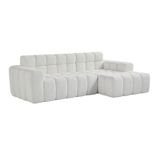 Canapé angle fixe Moderne 3 Places 250 X 150 X 85 Cm, Sans Installation, Tissu, Beige