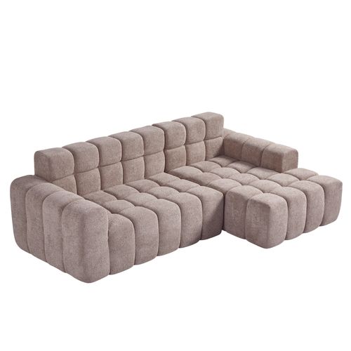 Canapé angle fixe Moderne 3 Places 250 X 150 X 85 Cm, Tissu, Kaki