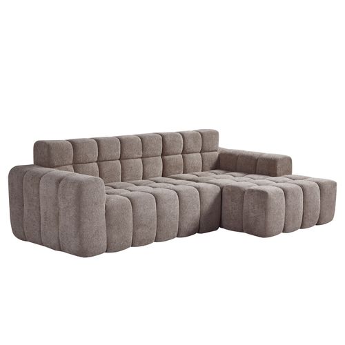 Canapé angle fixe Moderne 3 Places 250 X 150 X 85 Cm, Tissu, Kaki