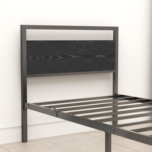 Lit Double Adulte 140x200 Cm, Cadre De Lit En Métal, Noir