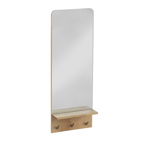 Miroir Porte-manteau Vertical En Bouleau Naturel