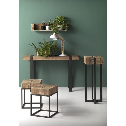 Table Console En Bois Avec Pieds En Métal