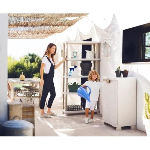 Armoire Basse 2 Portes Avec Étagères - L 90 X P 45 X H 100 Cm - Space Saver