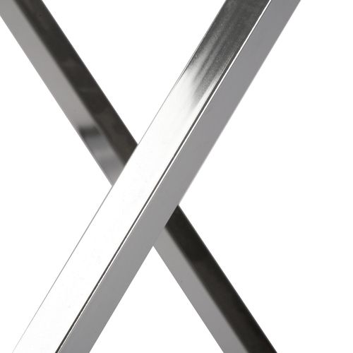 Table D'appoint Pour Le Salon, La Chambre Ou La Cuisine Trento 51x51x51cm,verre Et Métal, Argenté