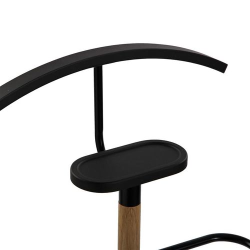 Valet De Chambre Multifonctionnel Avec 2 Perchoirs Holstebro 46,5x28,8x112cm,métal Et Bois, Noir