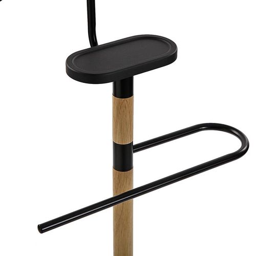 Valet De Chambre Multifonctionnel Avec 2 Perchoirs Holstebro 46,5x28,8x112cm,métal Et Bois, Noir