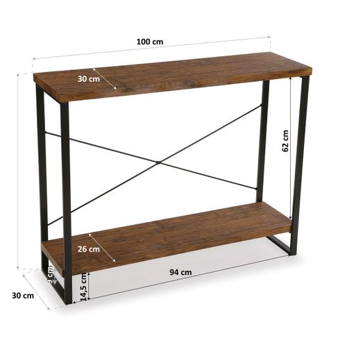 Meuble D'entrée Étroit, Table Console Taline 100x30x80cm,bois Et Métal, Noir