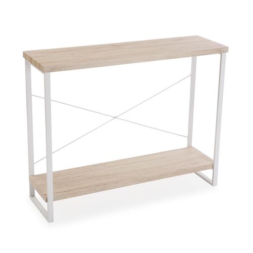Meuble D'entrée Étroit, Table Console Taline 100x30x80cm,bois Et Métal, Blanc
