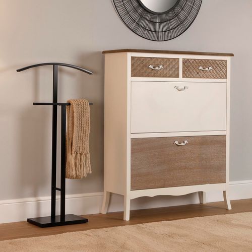 Valet De Chambre Multifonctionnel Avec 2 Perchoirs Lund 52x20x100cm,acier, Noir