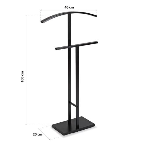 Valet De Chambre Multifonctionnel Avec 2 Perchoirs Lund 52x20x100cm,acier, Noir