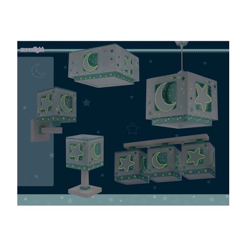 Plafonnier Pour Enfants à 3 Lampes Moonlight Lune Et Étoiles Vert
