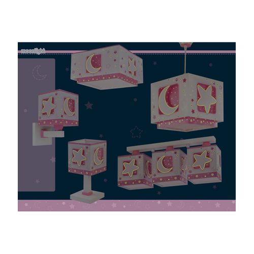 Plafonnier Pour Enfants à 3 Lampes Moonlight Lune Et Étoiles Rose