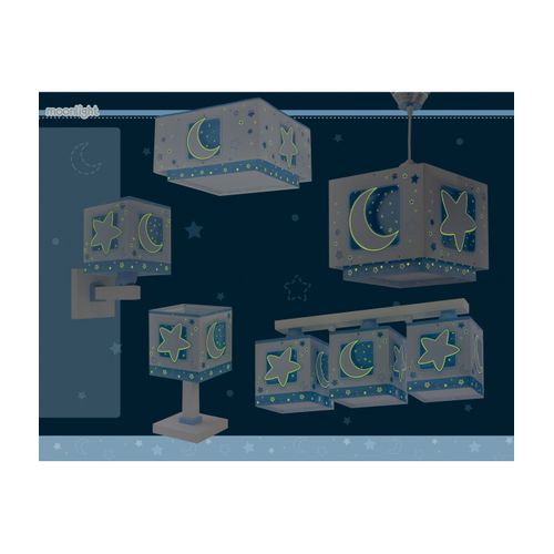 Plafonnier Pour Enfants à 3 Lampes Moonlight Lune Et Étoiles Bleu
