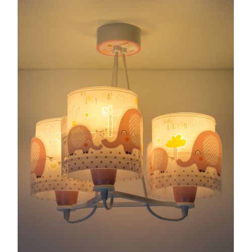 Suspension Pour Enfants à 3 Lampes Little Elephant Éléphante Rose