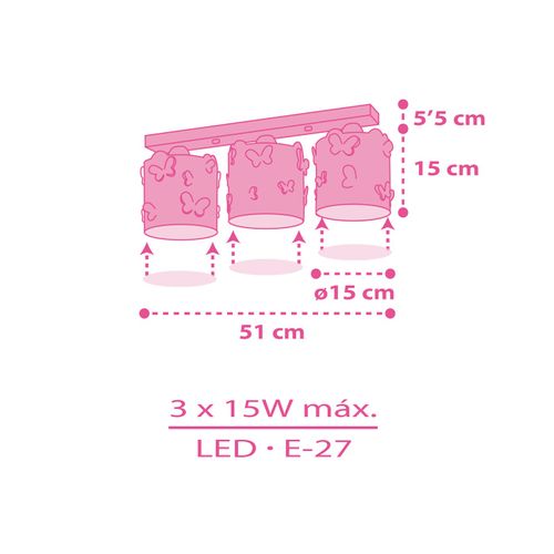 Plafonnier à 3 Lampes Butterfly Papillon