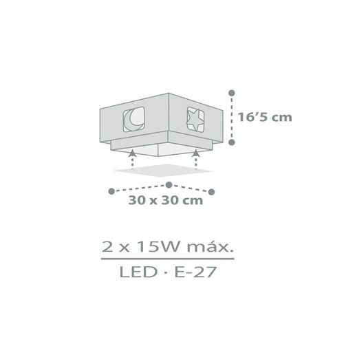 Plafonnier Pour Enfant Moonlight Lune Et Étoiles Gris