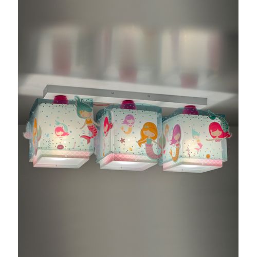 Plafonnier Enfant 3 Lumières Mermaids Sirènes