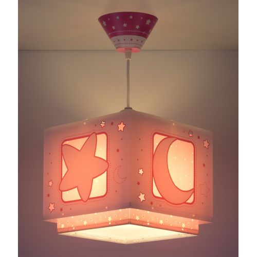 Lustre Et Lampe Suspension Enfant Moonlight Lune Et Étoiles Rose