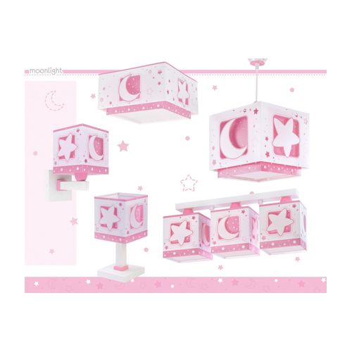 Lustre Et Lampe Suspension Enfant Moonlight Lune Et Étoiles Rose