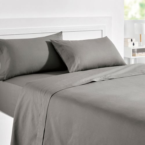 Parure De Lit 180x190cm- Pikolin Home- 100% Coton- 4 Pièces- Gris